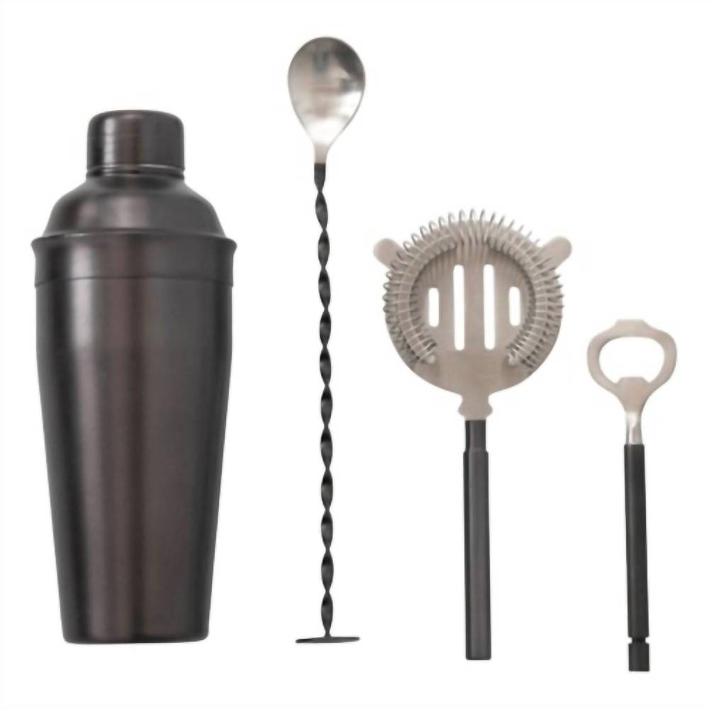 NEW CREATIVE CO-OP stainless steel bar tools in black